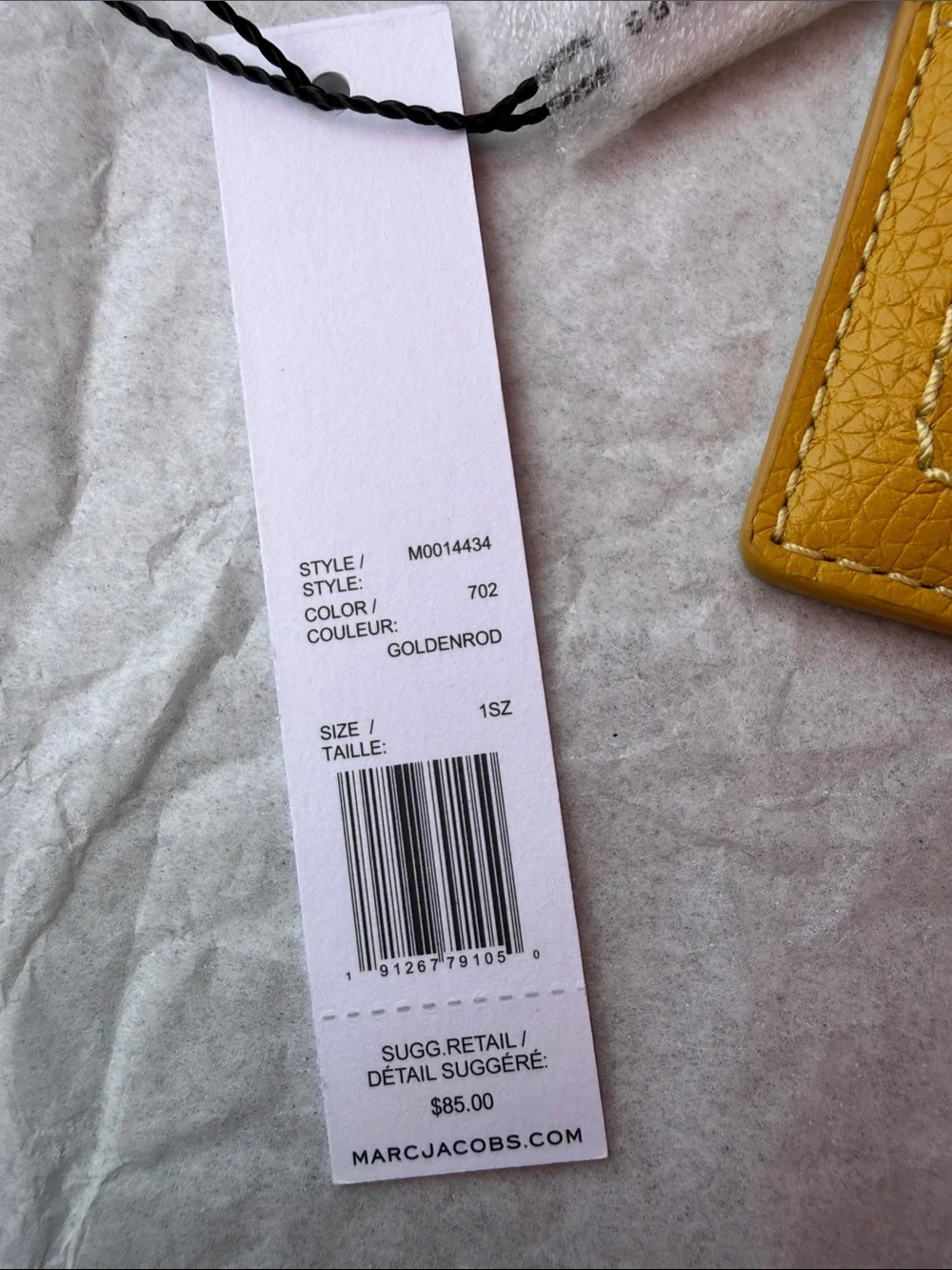 Marc Jacobs Yellow Pebbled Leather Card Holder